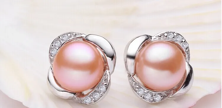 Женские серьги из серебра 925 пробы с натуральным жемчугом 8 9 мм|925 sterling|earrings real