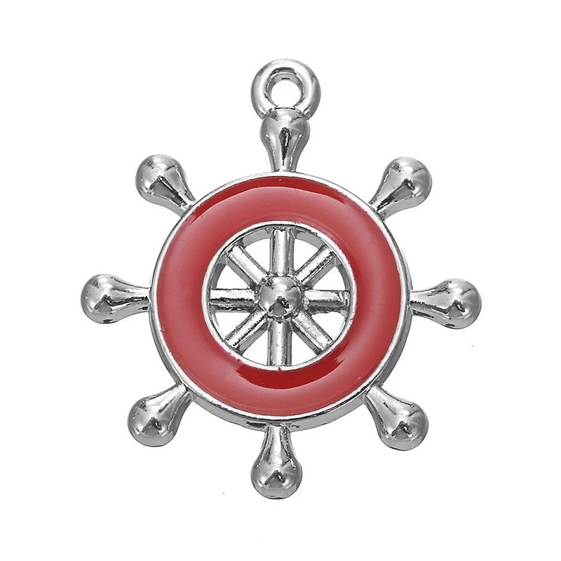 

RAINXTAR Fashion Alloy Enamel Nautical Charms Red Blue Color Helm Charms 24*27mm 10pcs AAC848