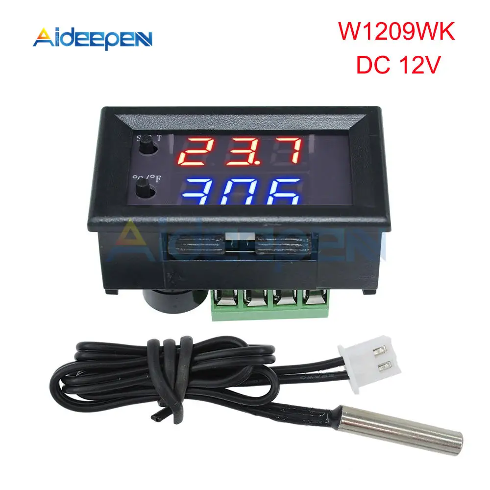 W1209 W1209WK DC 12 В AC 110-220 В термостат контроль температуры светодиодный цифровой термометр термо-переключатель тестер модуль NTC датчик - Цвет: W1209WK 12V Red Blue