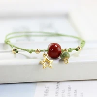 women men charm bracelets gold star charm pendant cuff bangles ceramic beads weave rope wristhand link adjustable chains jewelry