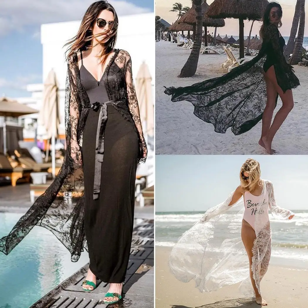 Новые модные женские пляжные с v образным вырезом длинным цветочным рукавом