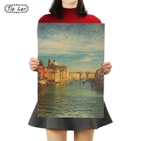 tie ler venice famous italy tourist city good view kraft paper bar poster retro poster decorative painting wall sticker