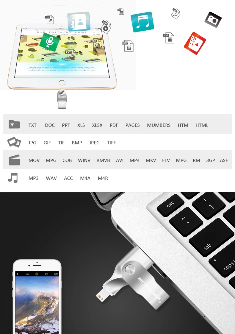 Suntrsi USB флеш-накопитель для iphone 7 plus/7/6s/5S флеш-накопитель 32 Гб 64 Гб 128 ГБ флеш-накопитель Lightning Usb 3,0 USB флешка для MFi iOS10