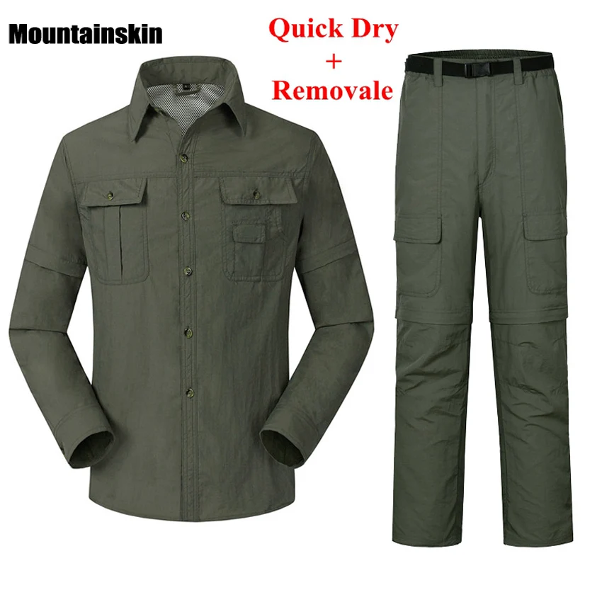 Мужская быстросохнущая Съемная дышащая туристическая рубашка и брюки весна-лето