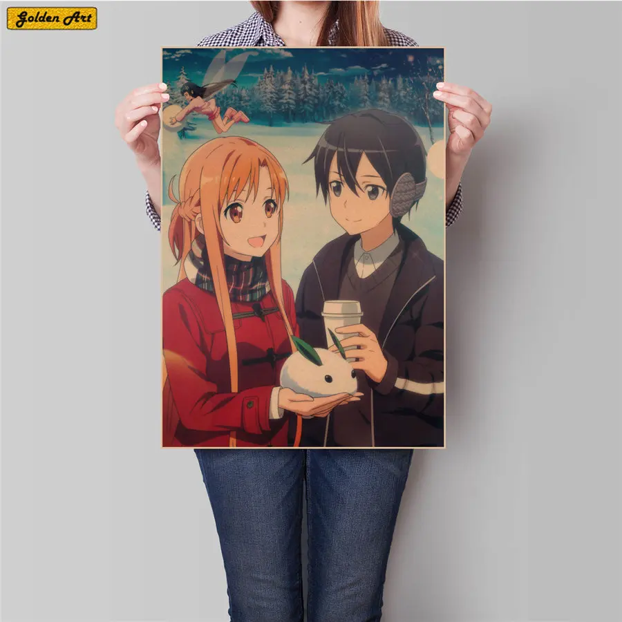 Sword Art Online SAO Японский комикс винтажный крафт-бумага постер Бар Кафе настенная