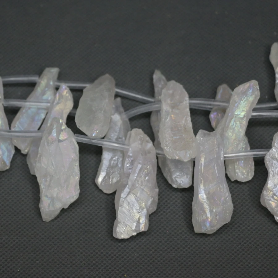 

Bigger Kindgems Gems Stone Beads, Titanium White Crystal Quartz Point Pendant, Top Drilled Jewelry Making 15.5inch Full Strand