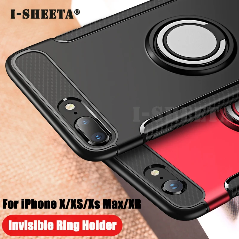 Гибридный чехол для iPhone X 7 8 6 6S Plus 360 металлический магнитный с подставкой кольцо