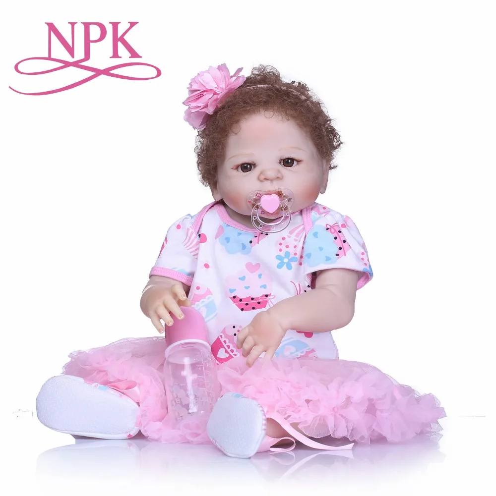 Lifelike Silicone Reborn Baby Menina Newborn Dolls Full Vinyl body Rooted Curly Fiber Hair Kids Playmates and Toys Birthday | Игрушки и