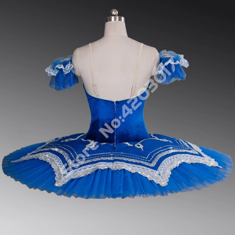 

Blue Swan Lake Professional Ballet Tutus Women White Lace Embroidery Pancake Ballet Dance Costumes Girls Ballerina Dress B1079A