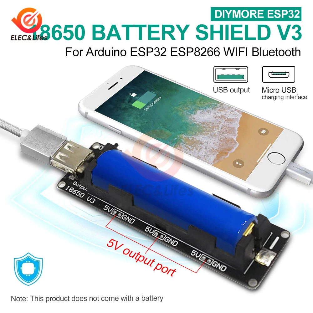 ESP32 ESP32S для Wemos для Raspberry Pi 18650 литиевая батарея щит для зарядки V3 расширяющаяся плата модуль Micro USB порт type-A 0.5A