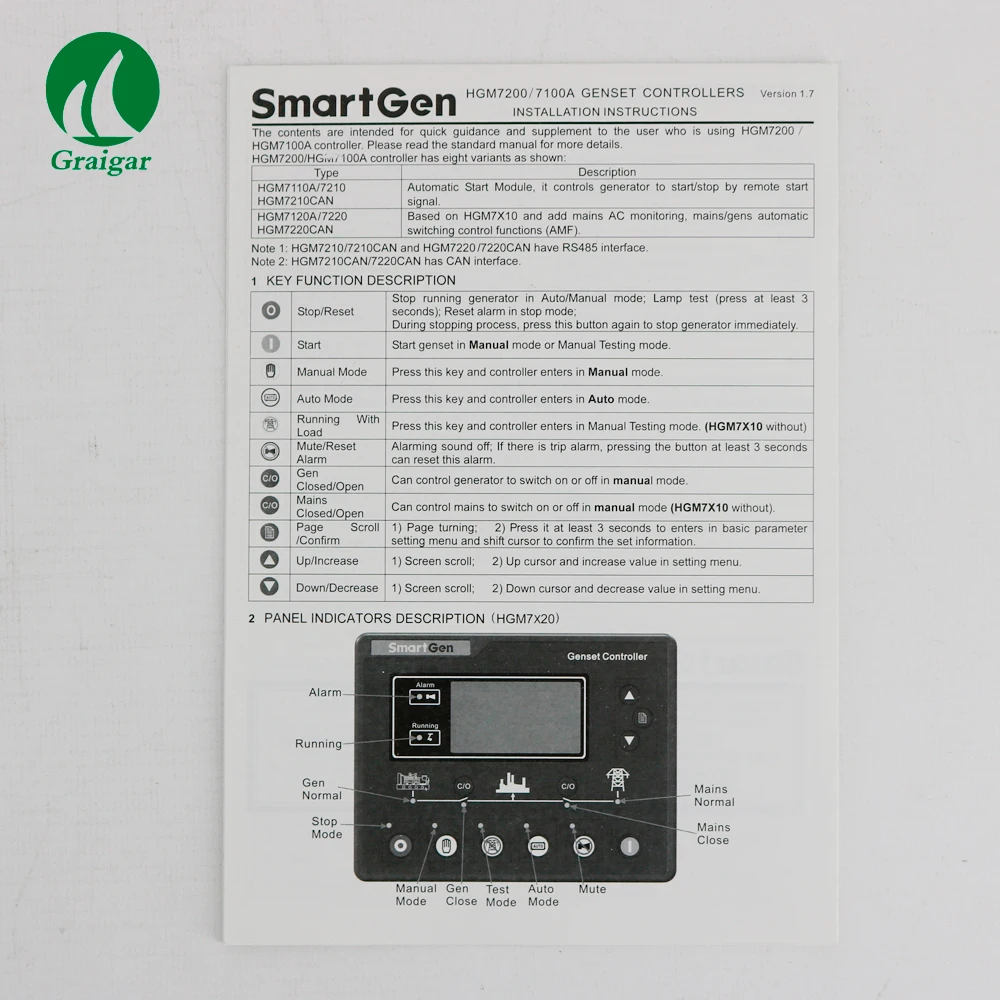 Контроллер генератора SmartGen HGM7220 контроллер панель дизельного
