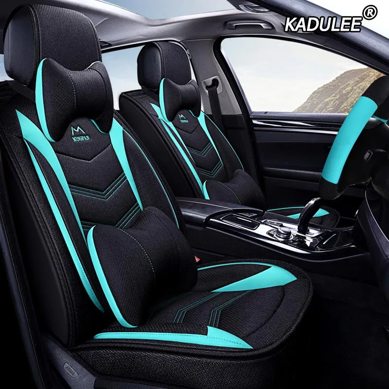 KADULEE льняные автомобильные чехлы для Mitsubishi Lancer Outlander Pajero Eclipse asx автомобильные аксессуары стильные чехлы для автосидений - Название цвета: Deluxe Edition
