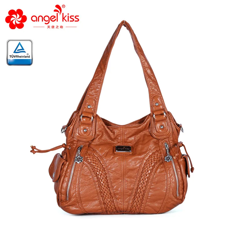 deep brown Бренд Angelkiss,, женская сумка из искусственной кожи, женские сумочки, одноцветные сумки на плечо, сумки-мессенджеры для женщин - Цвет: deep brown