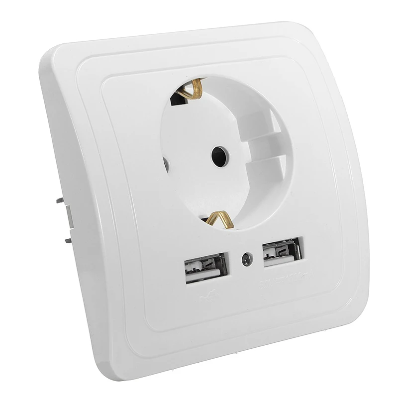 Socket With Usb Wall Outlet 5V 2A Dual EU Ports Charger 16A 250V Kitchen Plug Sockets Electrical | Обустройство дома