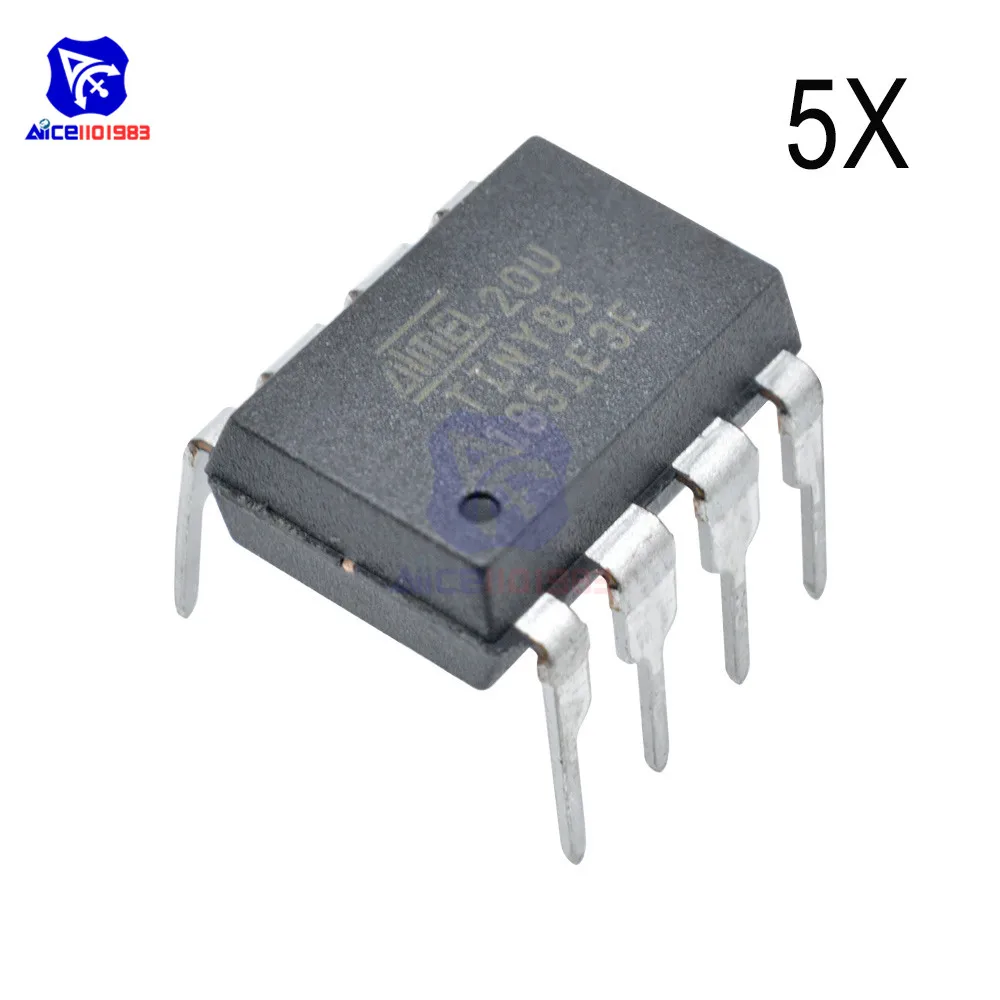 Встроенные микроконтроллеры diymore 5 шт./лот IC Chips ATTINY85 20PU MCU 8BIT ATTINY 20 МГц 8 Pin DIP