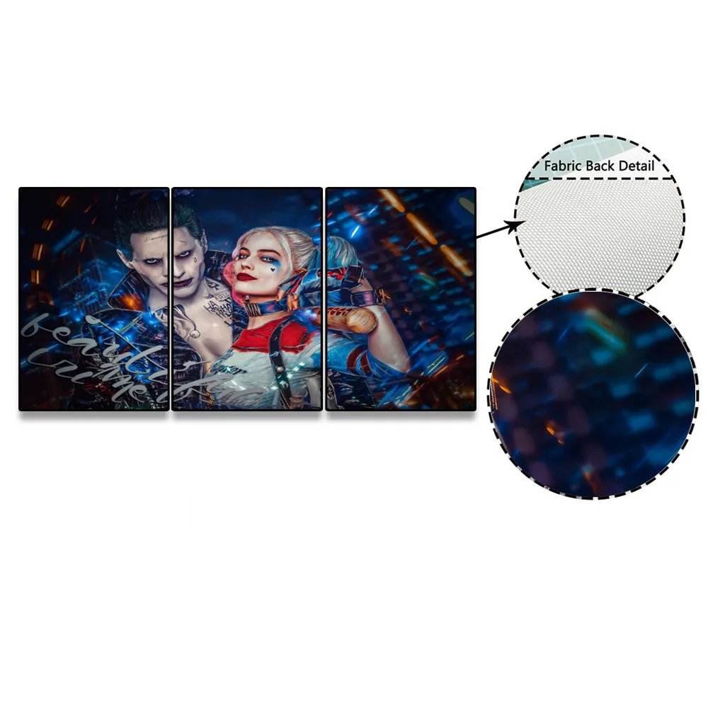 3 шт. выполненные Джокер Отряд Самоубийц с Харли Квинн обои масляной живописью