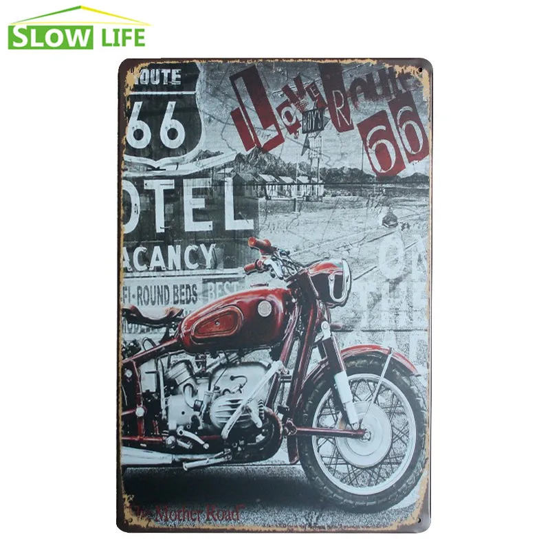 Орел Мотоцикл Металлический оловянный знак Настенный декор винтажный для