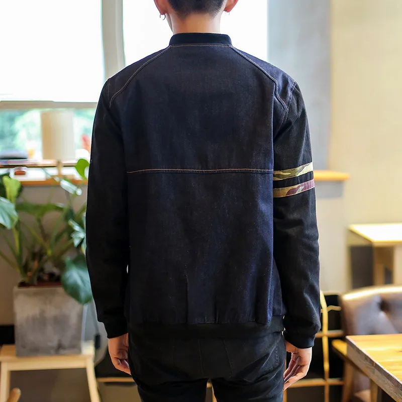 Весенне-осенняя джинсовая куртка для мужчин свободная бейсбольная с