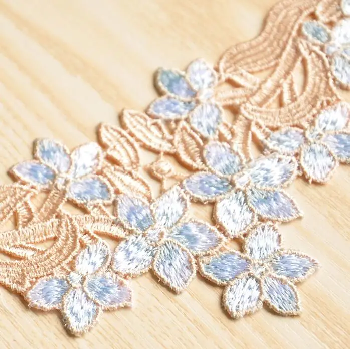 1 Piece 19*8cm Blue Skin Exquisite Embroidery Flower Mini Lace Collar Fabric Sewing Applique DIY Children Neckline Wedding | Дом и сад