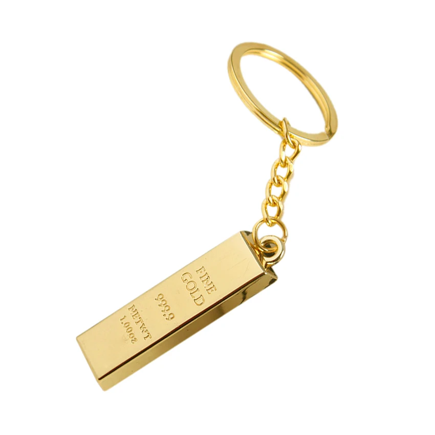 Искусственный 9999 Миниатюрный золотой тон бар кулон брелок кольцо|key chain ring|key