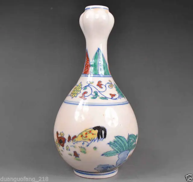 Старый Коллекционные вещи китайский фарфор ручной работы Роспись курица чеснок