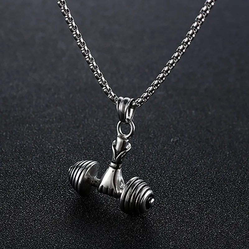 Olowu тренажерный зал вес Кроссфит ожерелье с гантелями ювелирные изделия