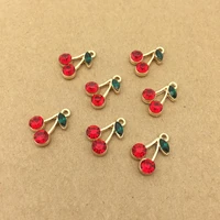10pcs 11x17mm red fruit cherry charm for jewelry making earring pendant bracelet necklace bangle accessories diy craft supplies