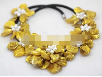 Горячая Распродажа * красота желтая перламутровая раковина ручной работы 7