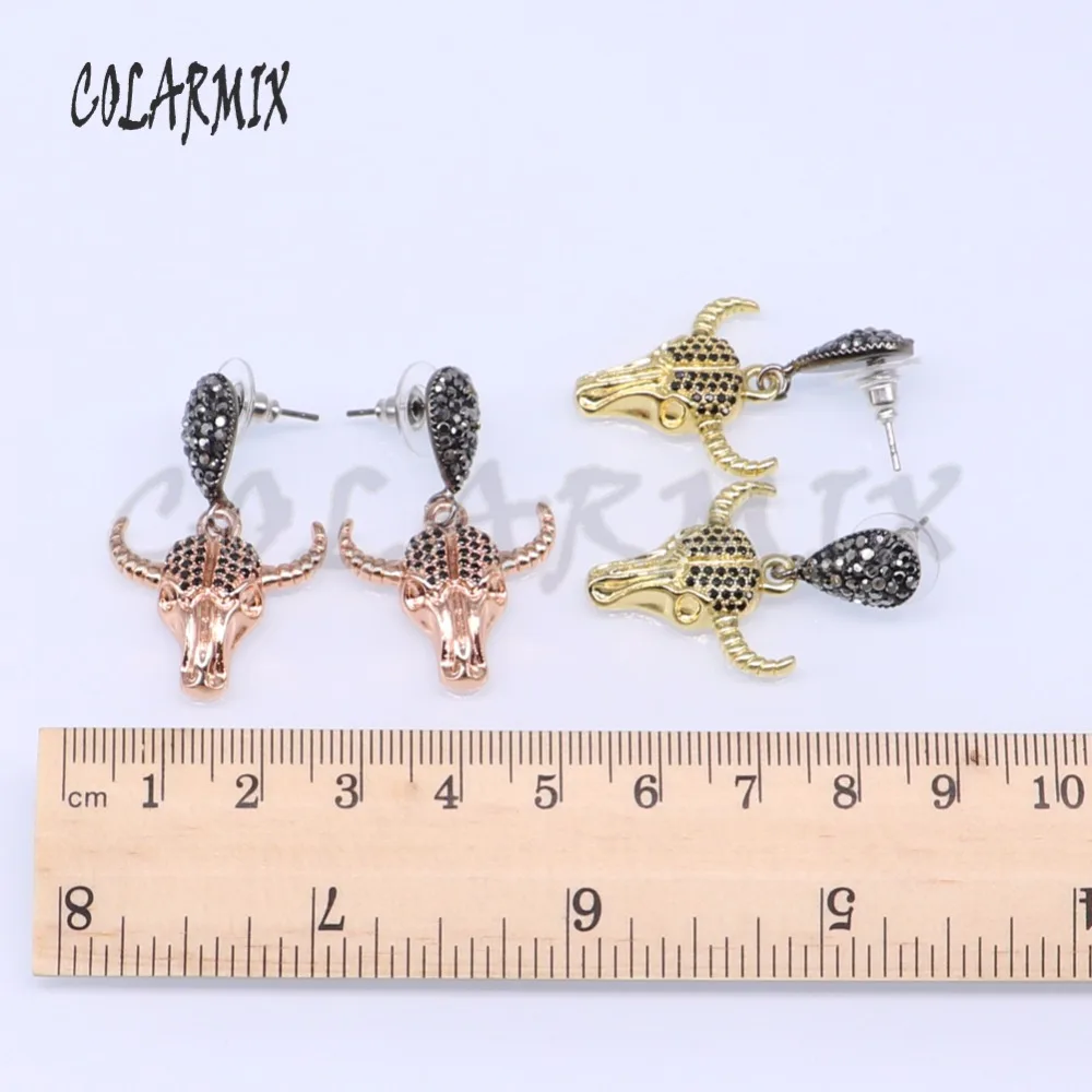 

5 Pair cattle earrings bull head earrings druzy earrings dangle cattle charm wholesale jewelry earrings wholesale jewelry 3897