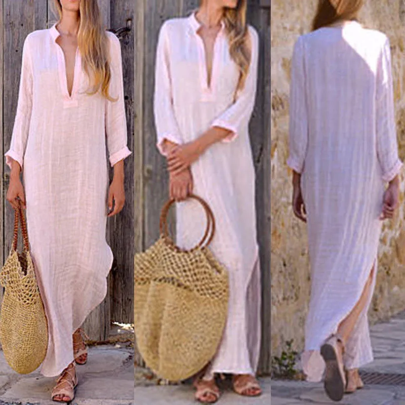 Vestidos 2018 модное осеннее платье с v-образным вырезом и рукавом три четверти женское