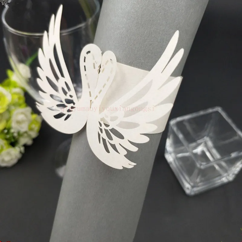 100 шт./лот полые кольца для салфеток с лазерной гравировкой вечерние свадебные