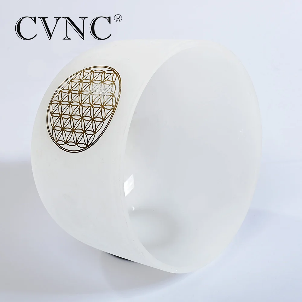 CVNC 1" Note C корень чакра Матовый Кварцевый Поющая чаша с цветком жизни