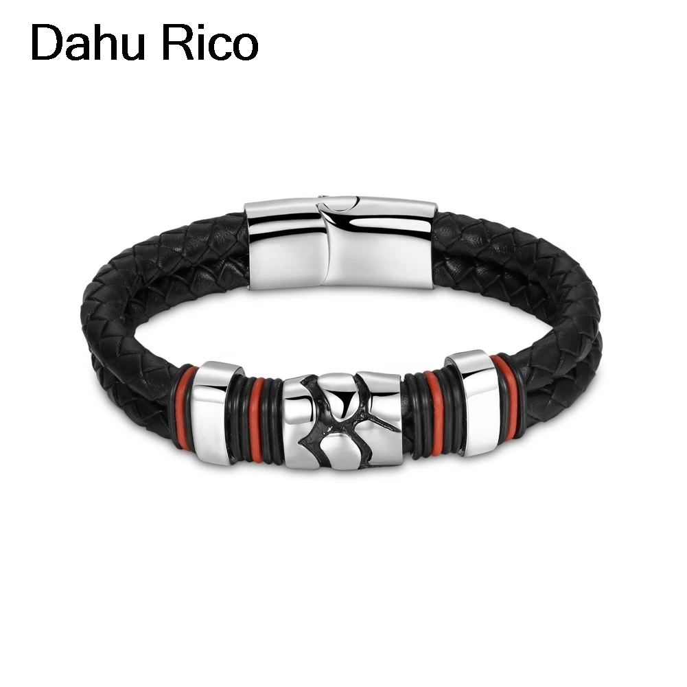 leather stainless steel accessories women ofertas calientes con envio gratis new york snap punk rock Dahu Rico bracelets | Украшения и