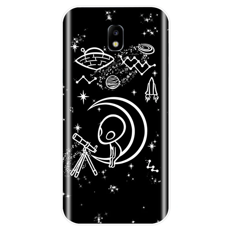 Space Moon Astronaut Cover Soft Silicone Phone Case For Samsung Galaxy J3 J4 J6 J8 2018 J5 J7 2017 2016 J3PRO PLUS | Мобильные