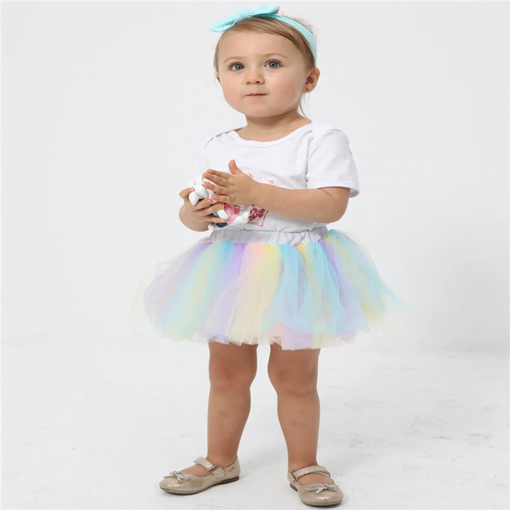 Детская юбка-американка для девочек Радужная юбка-пачка с бантом Tullue