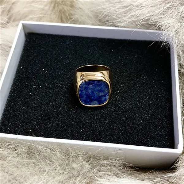 SP0440A-4-18mm MLING Fashion Gold Alloy Ring Vintage Stone Geometric Circle Ring For Women - Main Stone Color: SP0440A-4-18mm