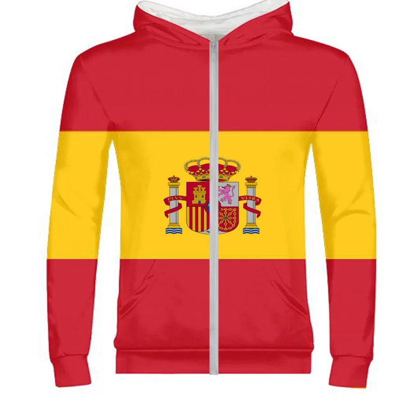 Испанский мужской Молодежный на заказ имя номер esp толстовка на молнии Национальный флаг es испанский кантри колледж печать фото текст одежда