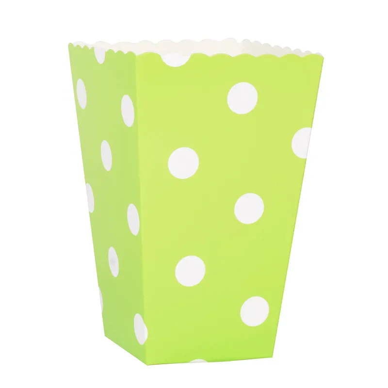 green dot 6 шт. коробка для попкорна красочные шеврон полосы в горошек Подарочная вечерние коробка партии Фавор Свадебные поп вечерние кукурузы украшения сумки Лут золото - Цвет: green dot