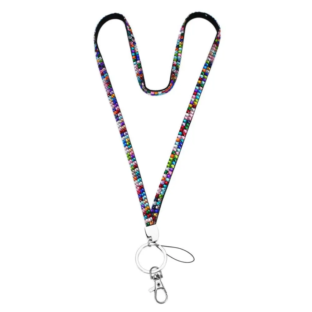 Multicolor С украшением в виде кристаллов мерцающие Стразы Bling изготовленный по индивидуальному заказу и удостоверение личности мобильного телефона, ключа Держатель Кольцо - Цвет: Multicolor