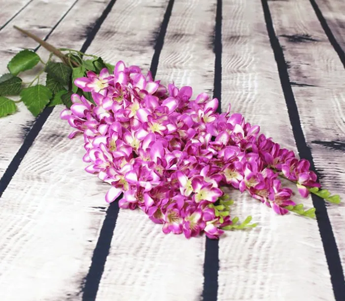 fuchsia Тайская Орхидея хлорофитум 65 см/25,5" Длина Искусственные цветы фрезия Bracketplant 5 стеблей для свадьбы центральный элемент - Цвет: fuchsia