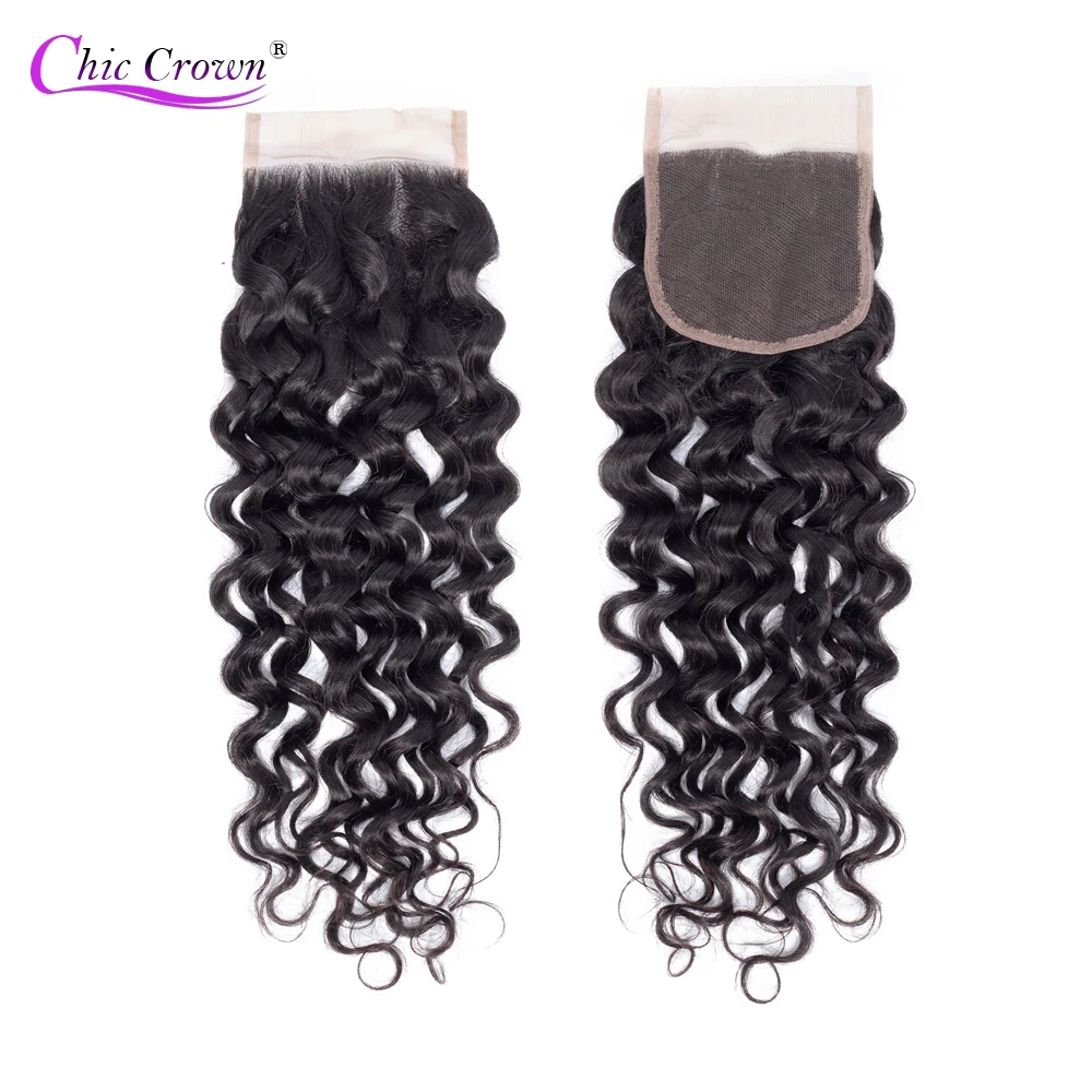 Волна воды пучки с бразильские волосы закрытием Weave Связки синтетическое