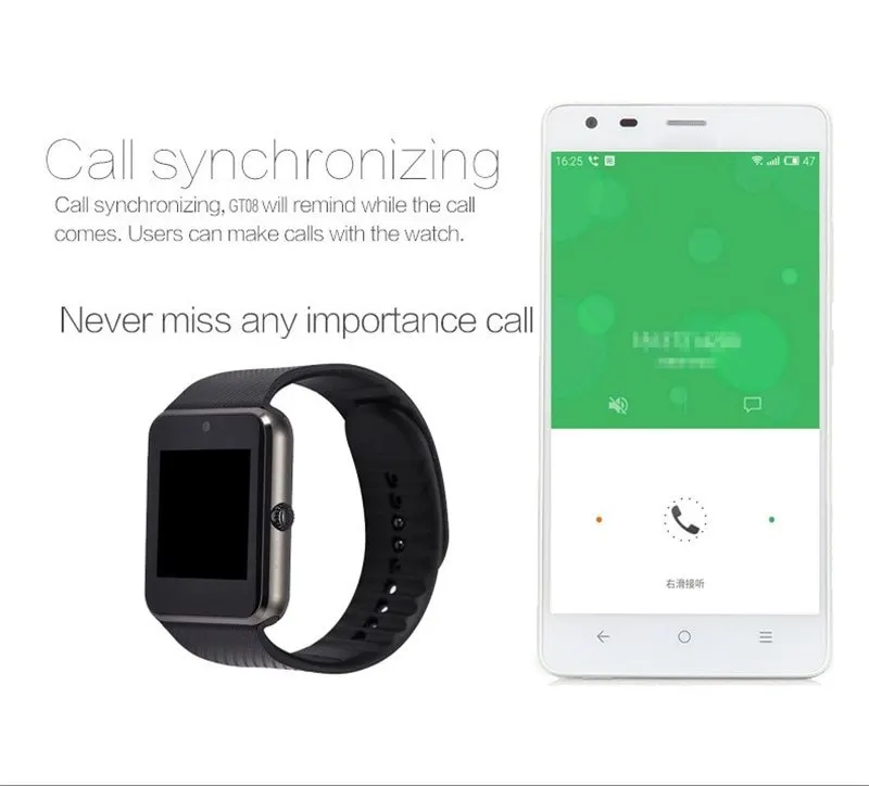Slimy Bluetooth Smart Watch GT08 Support 2G SIM TF Camera Smartwatch for Android Phone Women Men Kids Clocks Hours PK DZ09 A1 Y1