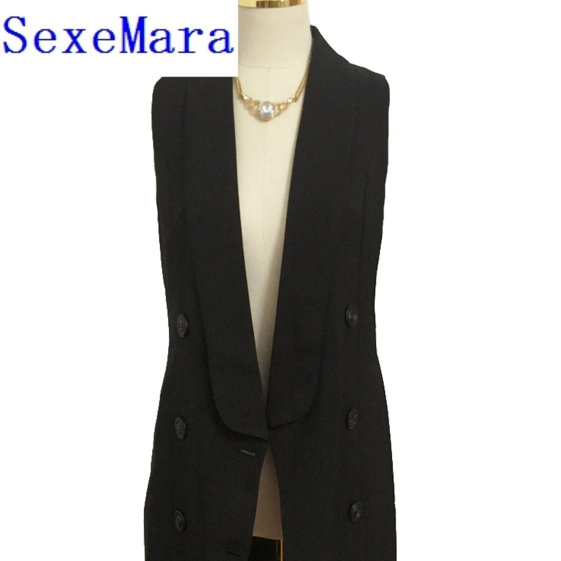 SexeMara Dress Sexy Woman 2017 Сплошной Черный Хлопок & Клуб Карманы V-образным Вырезом Без