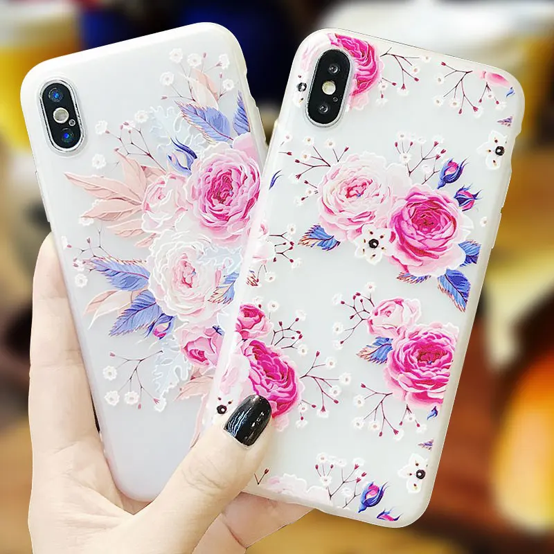 Flower Patterned Case For iPhone XS Max XR 6 6S 8 Plus X Soft Silicone Floral Protect TPU Cover Back Cases iphone 7 |