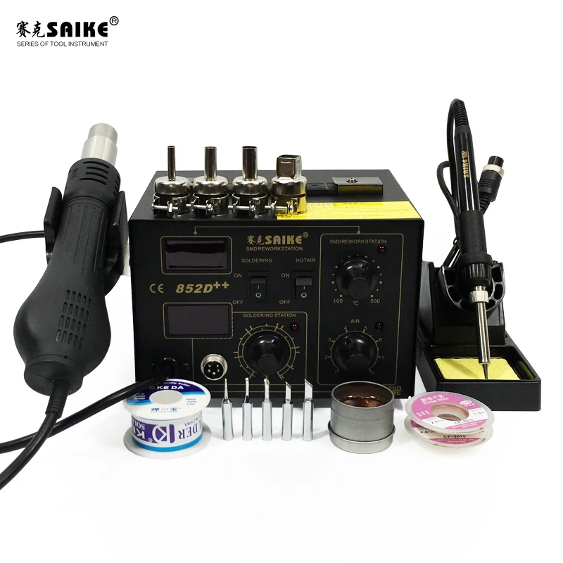 SAIKE 852D++ 2 в 1 SMD паяльная станция фена паяльная станция 220 в 110 В