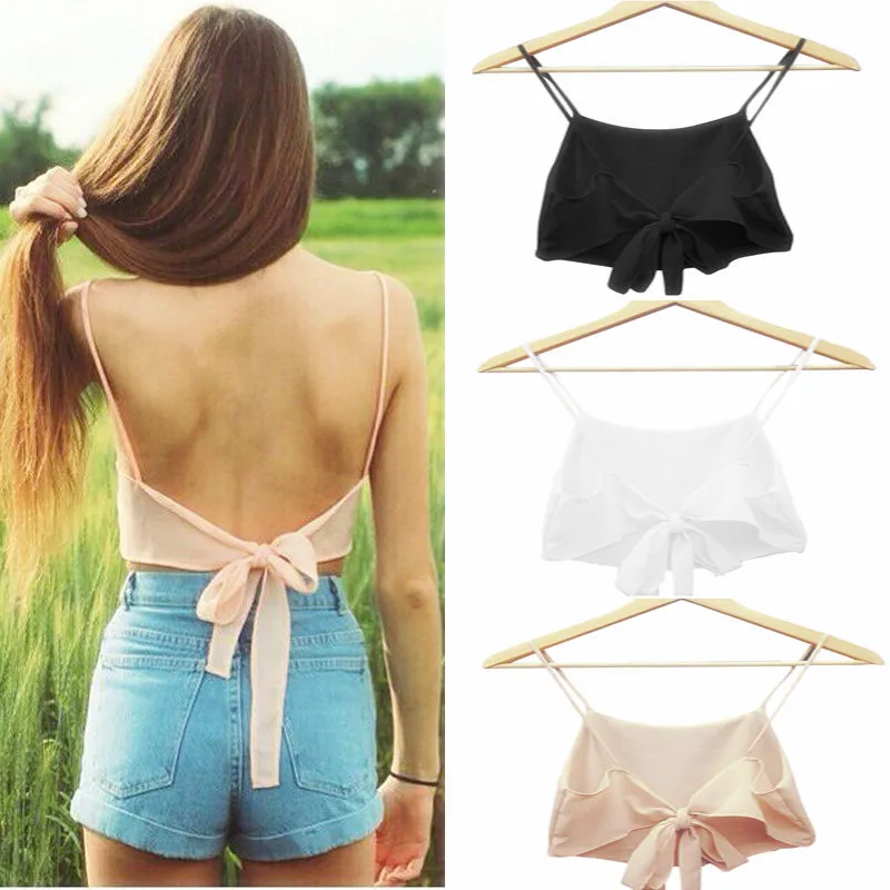 Летний Повседневный Новый Модный сексуальный женский топ без рукавов с открытой