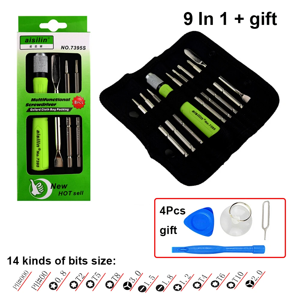 9 шт. 5 звезд 0 8 1 2 Torx T2 T4 T5 T6 PH00 PH000 щелевой набор драйверов для ремонта iPhone