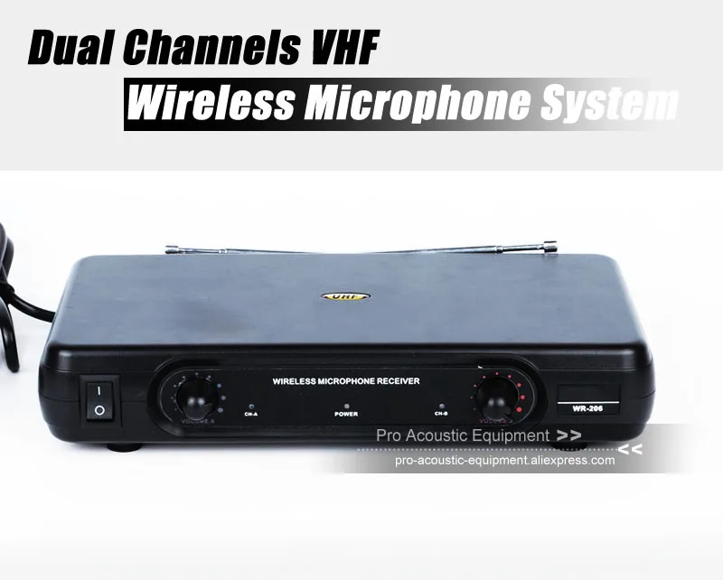 Профессиональная беспроводная система VHF двойной ручной микрофон 2 x Mic