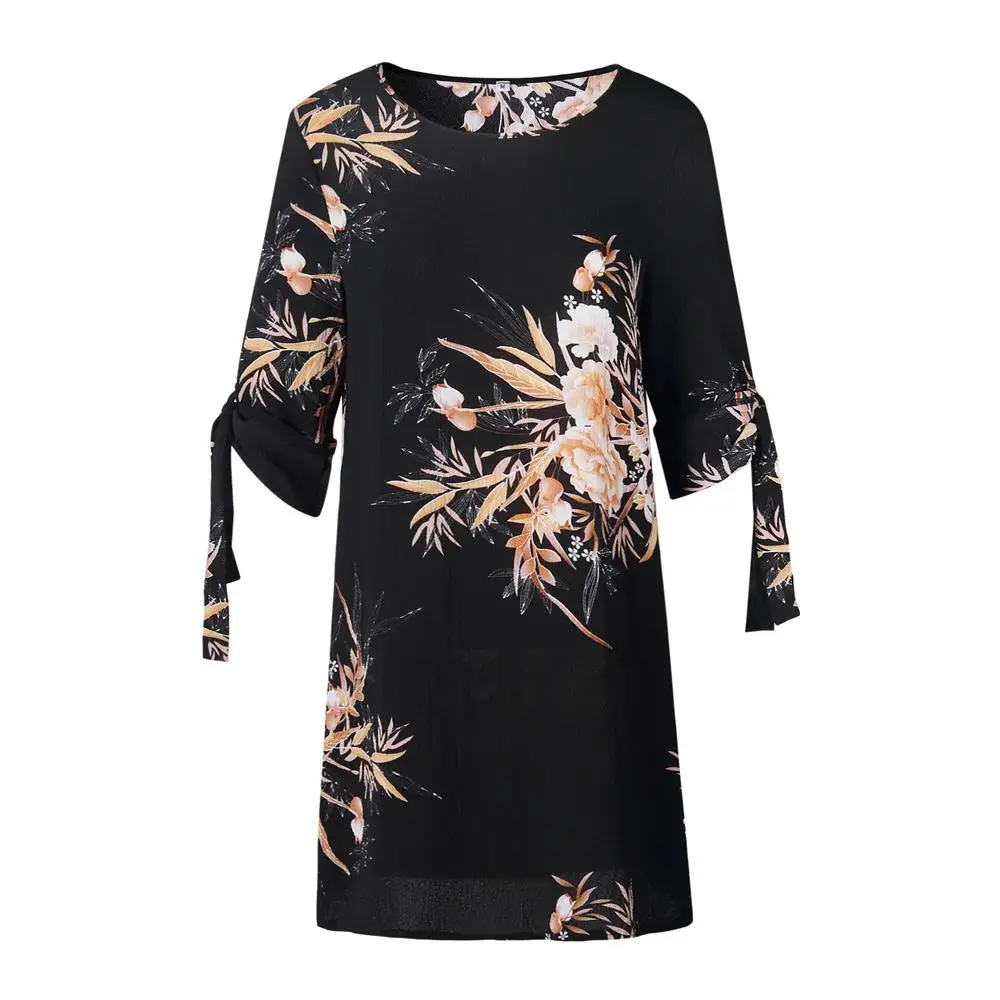 2018 летние цветочные женское платье плюс Размеры женский Цветочный принт Винтаж
