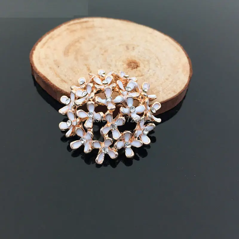 Мини заказ 30 мм 10 шт цветок из белой эмали кластерная пуговица с прозрачными